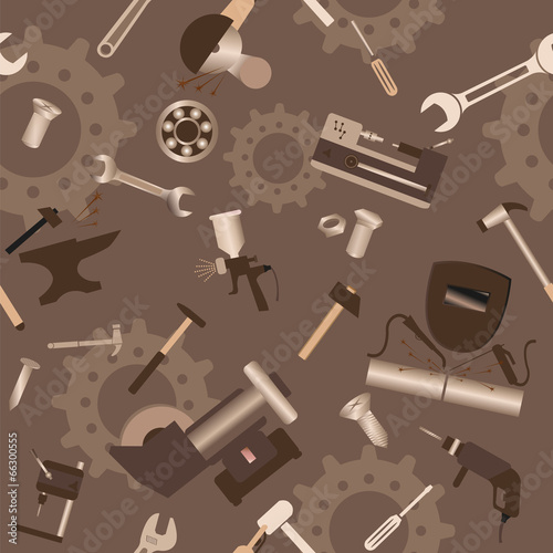 Metal work tools background. Seamless, pattern