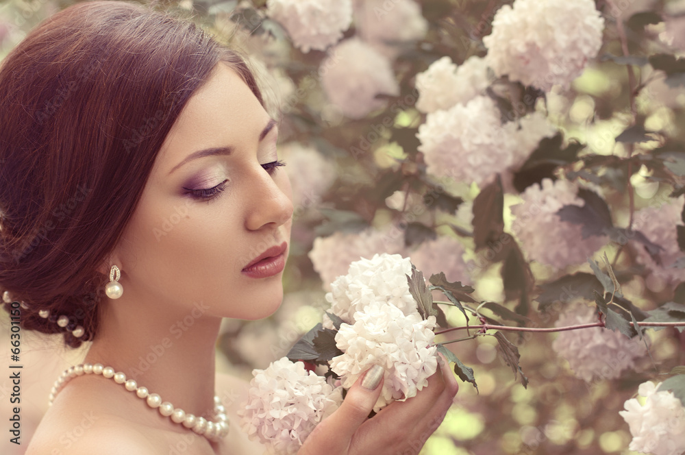 Beautiful bride with stylish make-up in white dress Beautiful bride with stylish make-up in white dress