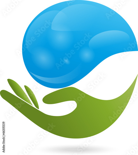 Logo, Hand, Tropfen, Wasser
