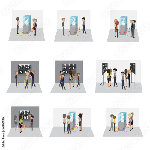 People In Museum And In An Art Gallery