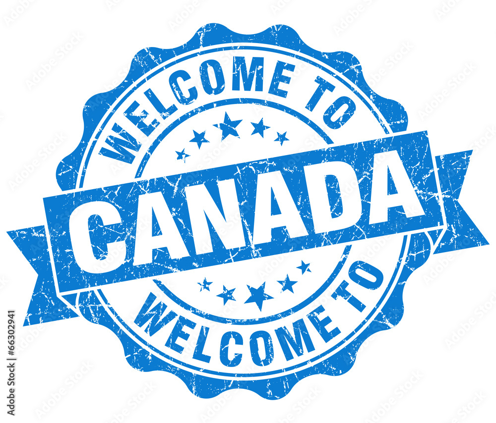 Welcome to Canada blue grungy vintage isolated seal