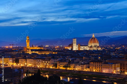 Historic centre of Florence at dusk in Italy