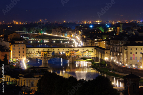 Ponte Vecchio - Historic centre of Florence at dusk in Italy