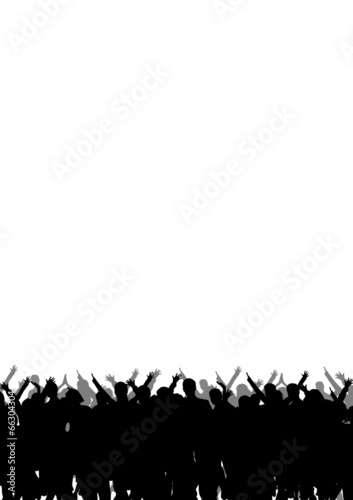 schwarze silhouette einer menschenmenge vor weißem Hintergrund mit Textfreiraum