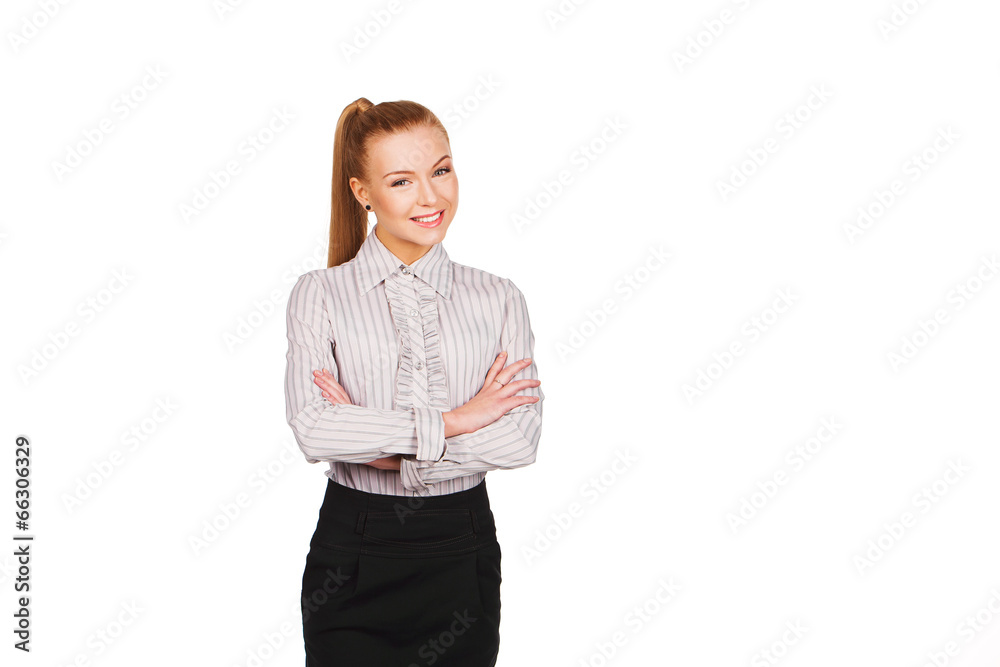 smiling happy young business woman isolated on white background smiling happy young business woman isolated on white background