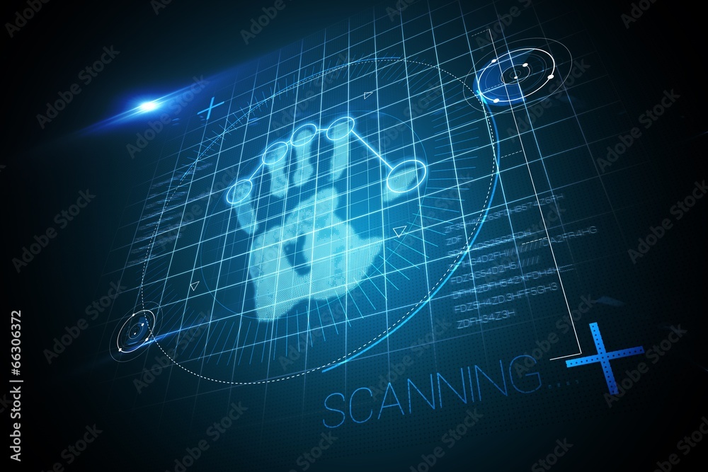 Obraz premium Digital security hand print scan