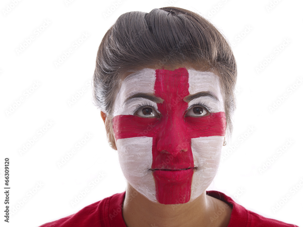 girl with english flag face painting girl with english flag face painting