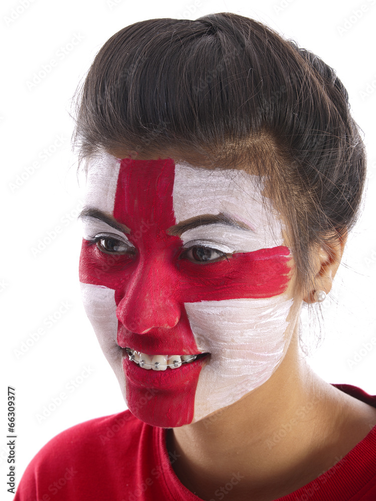 girl with english flag face painting girl with english flag face painting