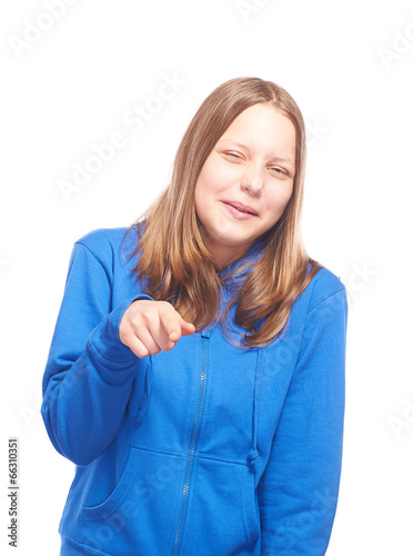 Happy teen girl making funny faces