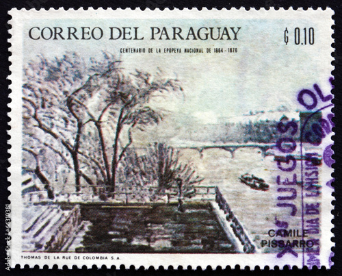 Postage stamp Paraguay 1968 Winter Scene, by Camille Pissarro
