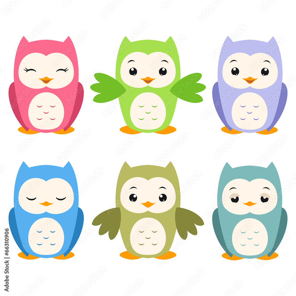 Naklejka premium Cartoon Owls