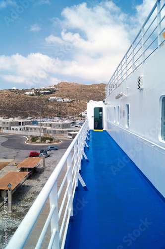 Ferry docked in Mykonos island, Greece