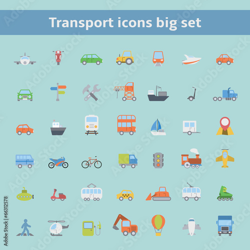 Set of flat transportation vehicles icons