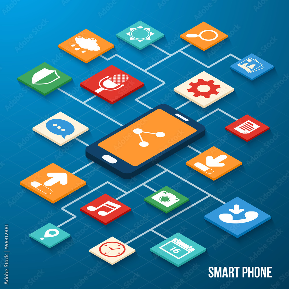 Mobile applications isometric icons Mobile applications isometric icons