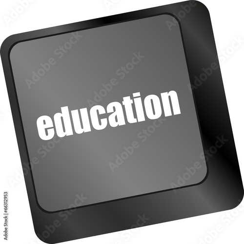 Computer keyboard with key education, internet learn concept