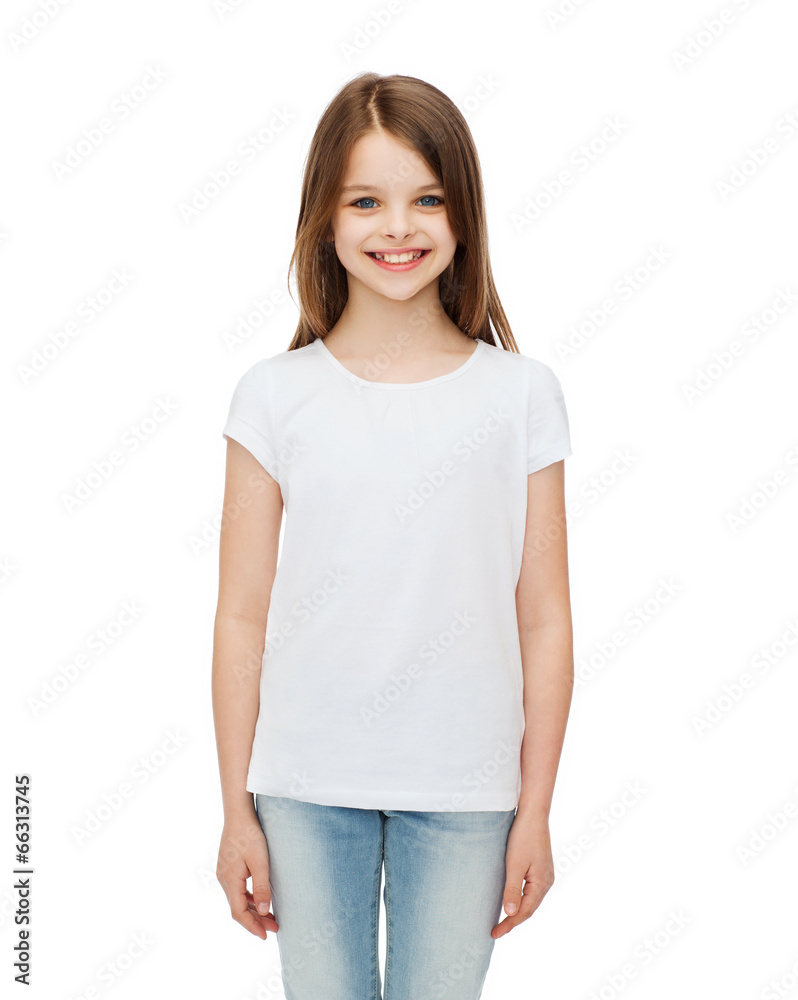 smiling little girl in white blank t-shirt smiling little girl in white blank t-shirt