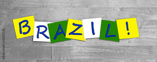 Brazil, word sign series in national flag colors for countries.