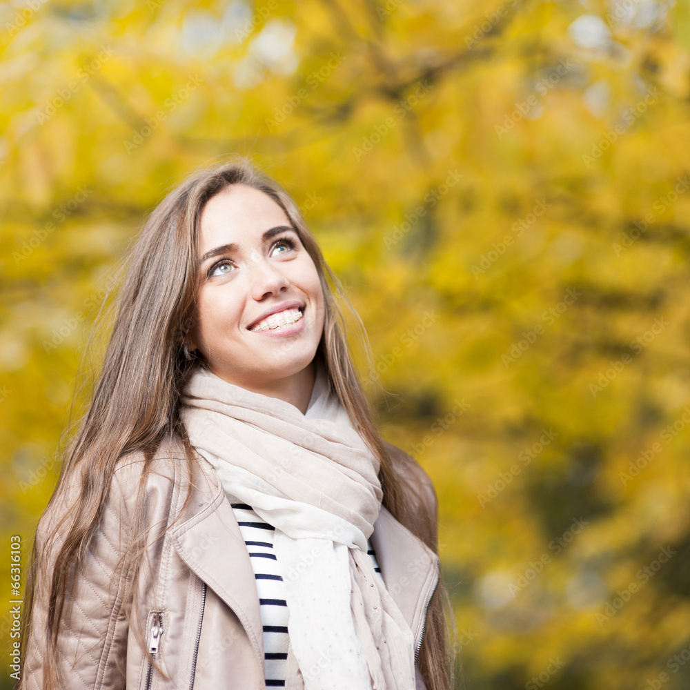 happy woman in autumn park happy woman in autumn park