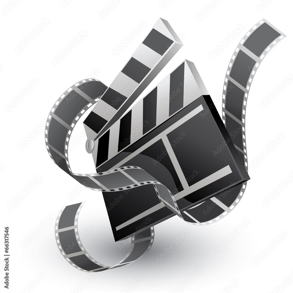 Fototapeta premium movie clapper with film strip