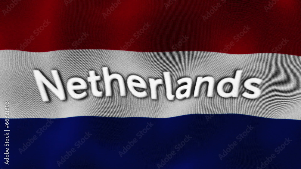 Netherlands Flag and Text, Textile Background Netherlands Flag and Text, Textile Background