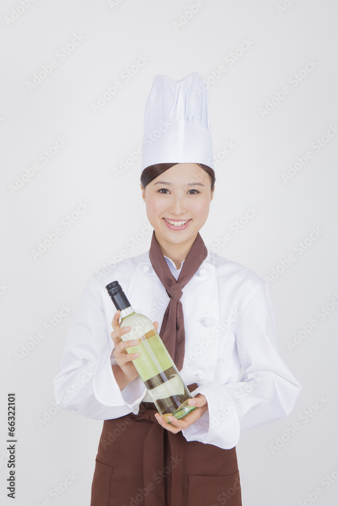 ワインを持つ女性料理人stock Photo Adobe Stock