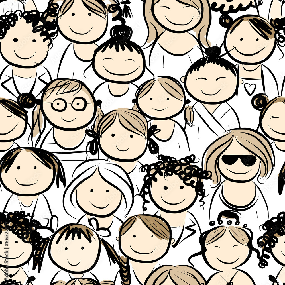 Women crowd, seamless pattern for your design Women crowd, seamless pattern for your design