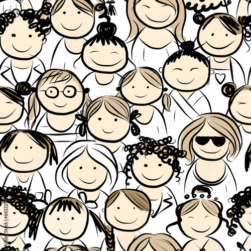 Women crowd  seamless pattern for your design