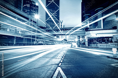 Photography traffic with blur light through city at night