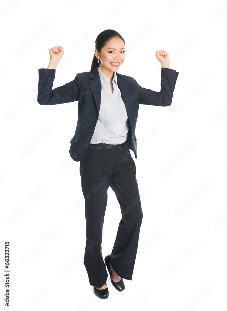 asian business woman celebrating success full body asian business woman celebrating success full body