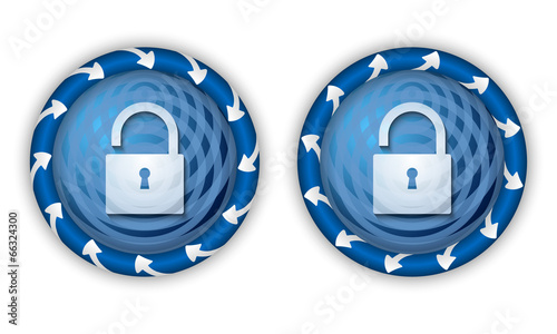 set two icons with arrows and transparent padlock