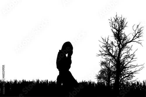 Vector silhouette of boy.
