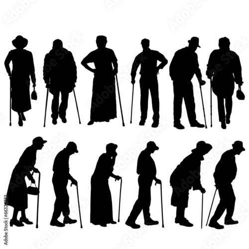 Vector silhouette of old people.