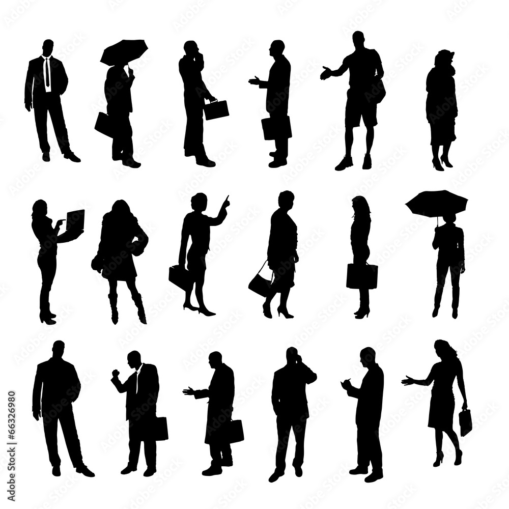 Vector silhouettes of business people.