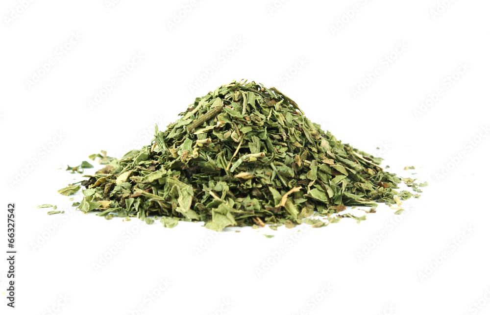Dried peppermint pile isolated on white background Dried peppermint pile isolated on white background