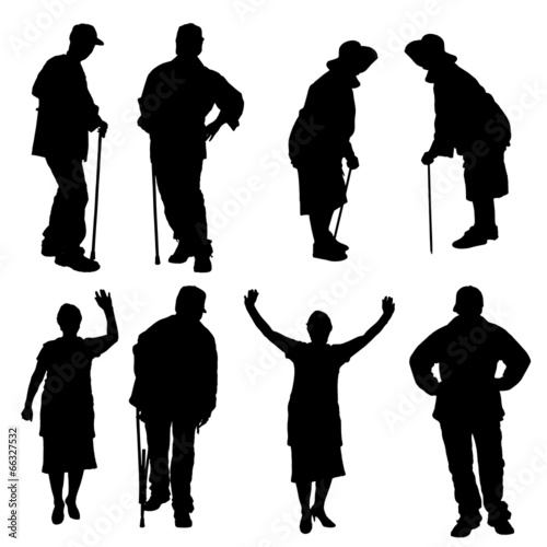 Vector silhouette of old people.