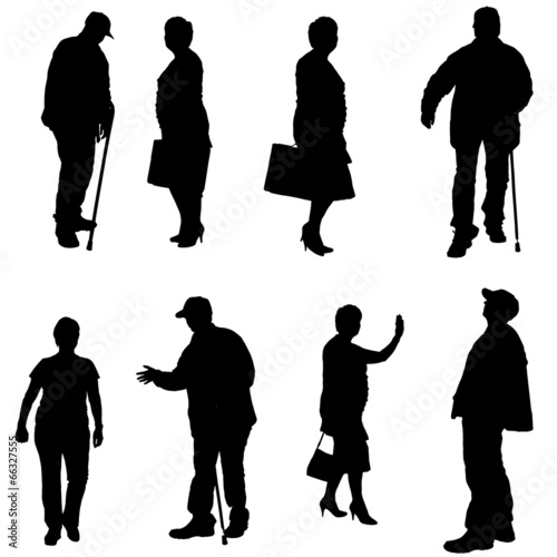 Vector silhouette of old people.