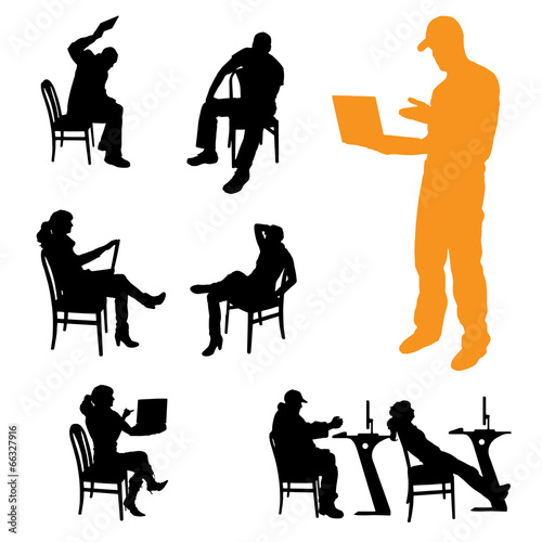 Vector silhouettes of business people.