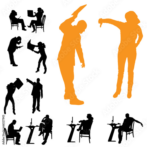 Vector silhouettes of business people.