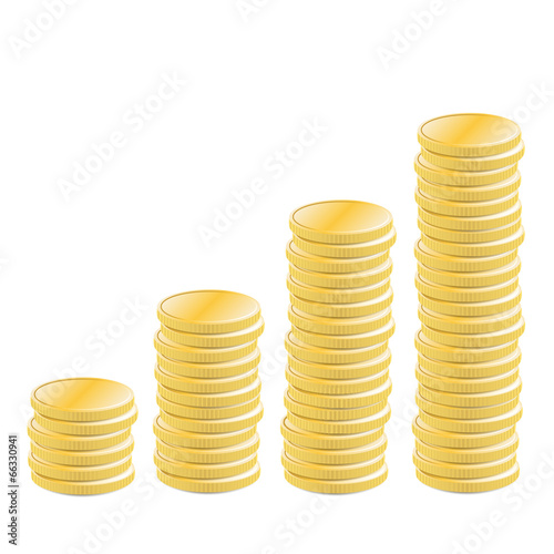 Stacked coins rising profit