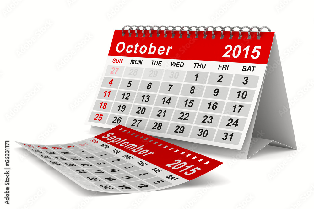15 Year Calendar October Isolated 3d Image Stock Illustration Adobe Stock
