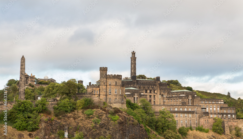 Cloudy day over Carlton hill in Edinburgh
