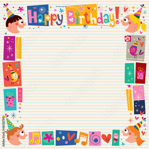 Happy Birthday kids decorative border