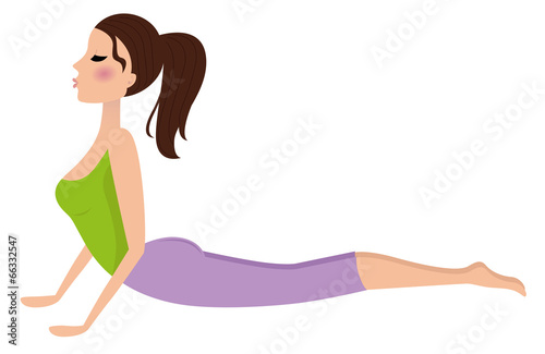 Young girl doing yoga exercise isolated on white