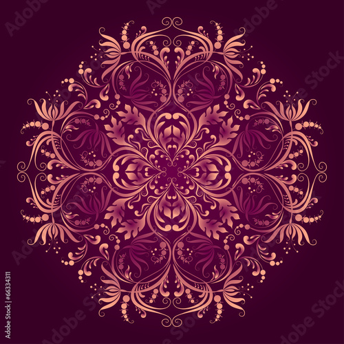 Floral pattern with round damask ornament