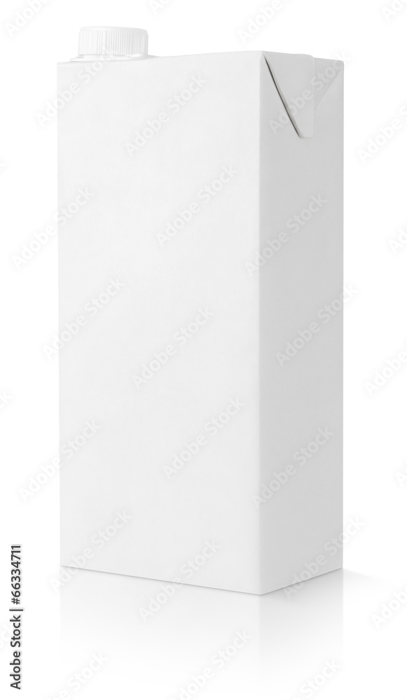 Blank white carton package of juice with cap Blank white carton package of juice with cap