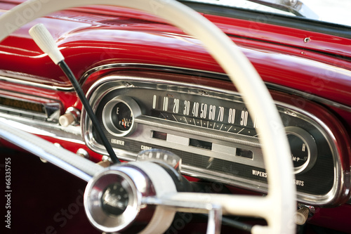 Red car steering wheel