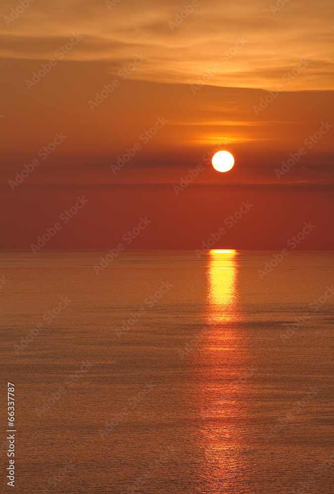 natural beautiful sunset and sunset sky at sea ocean