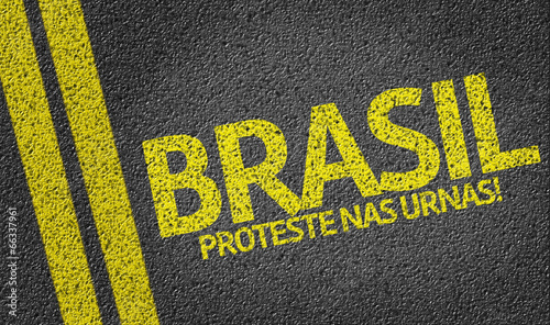 Brasil, Proteste nas Urnas! written on the road (in portuguese) photo