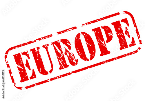 EUROPE stamp with red text on white