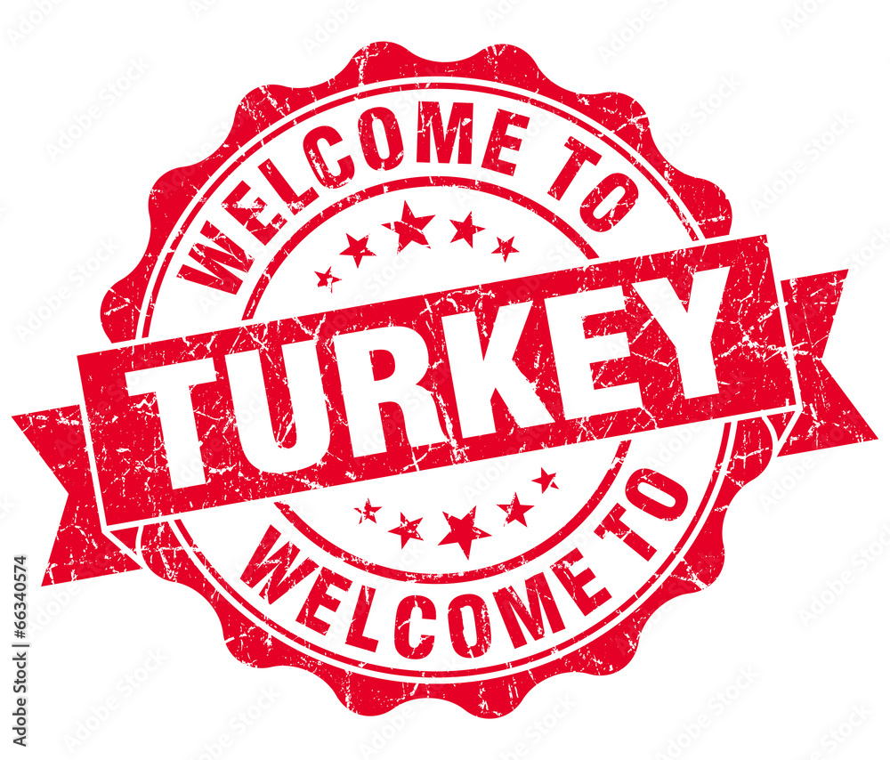 Obraz premium Welcome to Turkey red grungy vintage isolated seal